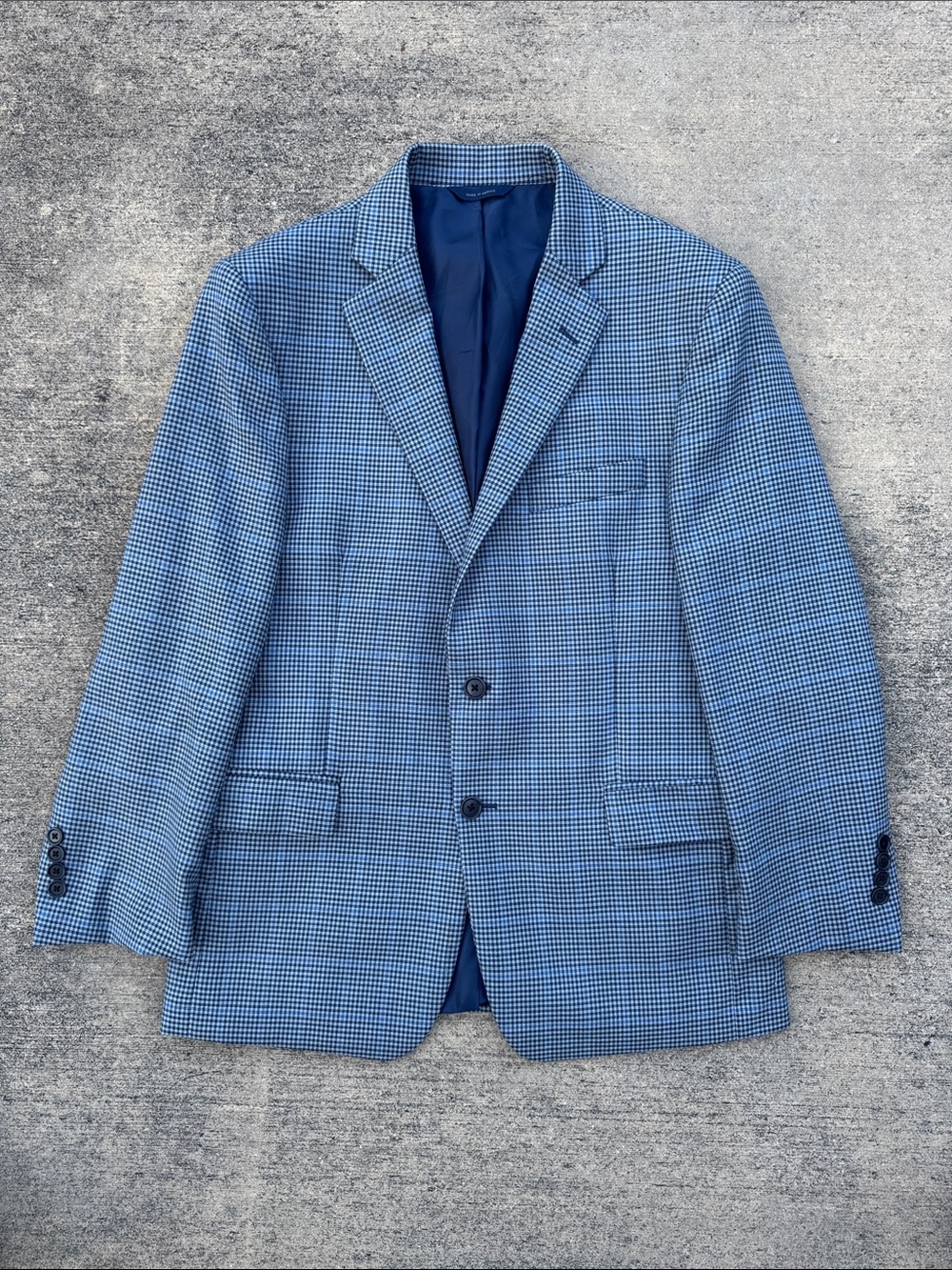Brooks Brothers Regent Fit Blue Houndstooth Plaid Sport Coat 40S